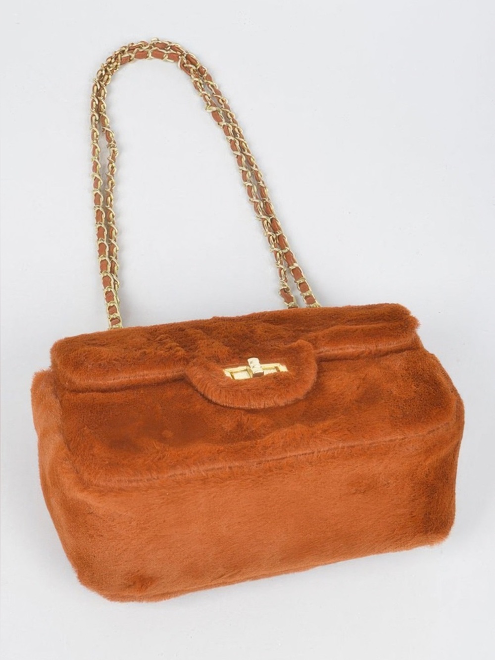 Faux Wool Flap Shoulder Bag